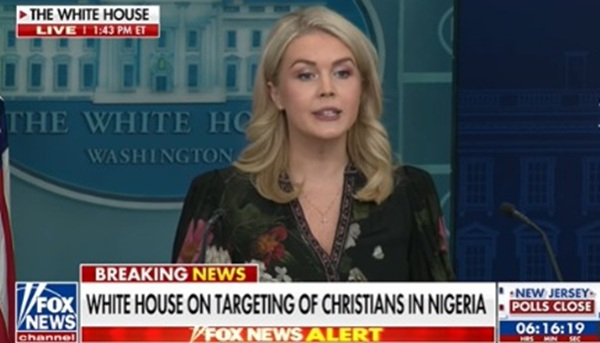 White House Press Secretary Karoline Leavitt during a press conference