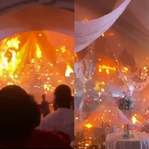 Fire engulfs a wedding reception