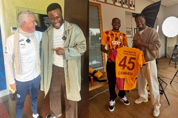 Mikel Obi meets Jose Mourinho and  Victor Osimhen