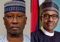 L-R: Boss Mustapha, Muhammadu Buhari