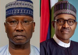 L-R: Boss Mustapha, Muhammadu Buhari L-R: Boss Mustapha, Muhammadu Buhari