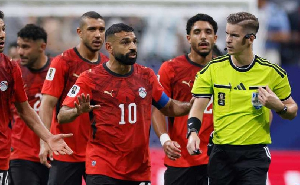 Egypt protests an officiating decision by the referee
