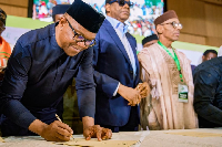 Peter Obi signing National Peace Accord