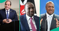 Egyptian President Abdel Fatah Al-Sisi, William Ruto of Kenya, and John Mahama of Ghana