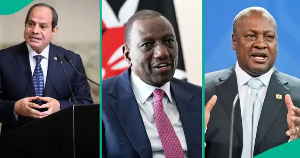 Egyptian President Abdel Fatah Al-Sisi, William Ruto of Kenya, and John Mahama of Ghana