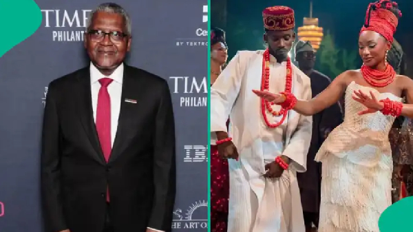 Dangote wows Nigerians with speech at Temi and Mr Eazi's wedding