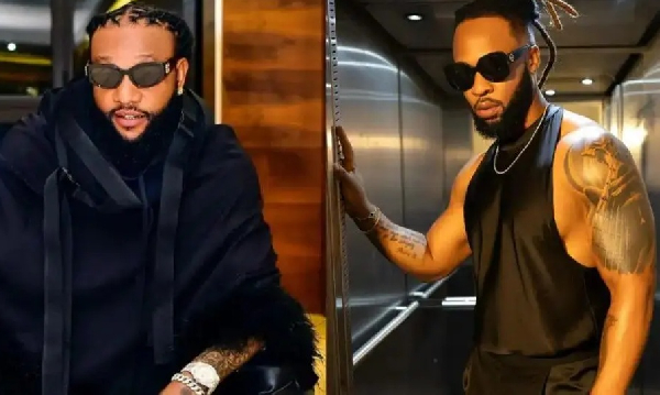 A photo collage of Kcee and Flavour
