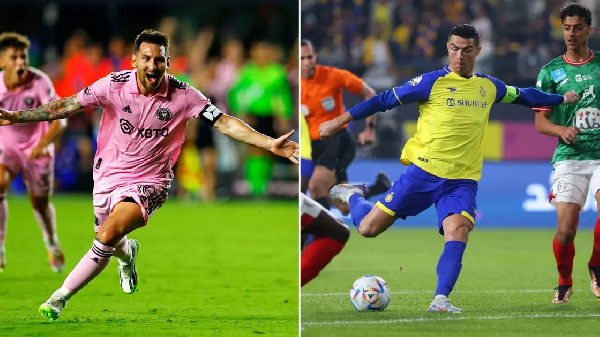 Lionel Messi and Cristiano Ronaldo in action for their respective new clubs