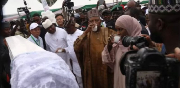 At the commissioning of the water project