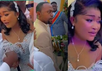 Bride cries at her wedding