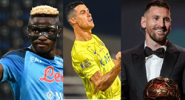 Victor Osimhen, Cristiano Ronaldo and Lionel Messi