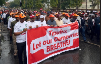ADC leaders protesting in Abuja