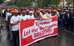 ADC leaders protesting in Abuja