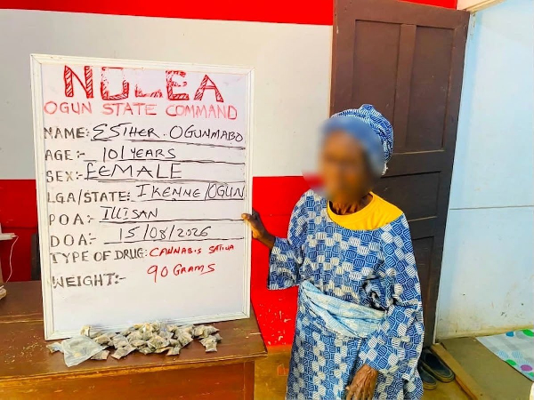 101-year-old great grandmother arrested for selling cannabis in Ikenne, Ogun State