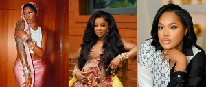 L-R: Tiwa Savage, Toke Makinwa, and Toyin Abraham