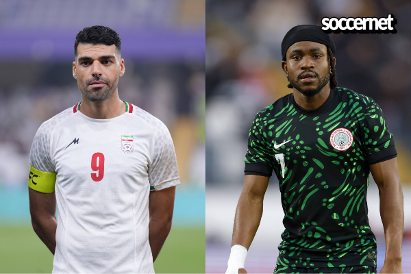 Mehdi Taremi of Iran and Ademola Lookman of Nigeria. (Photos by Imago)