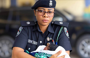 Police officer with the baby