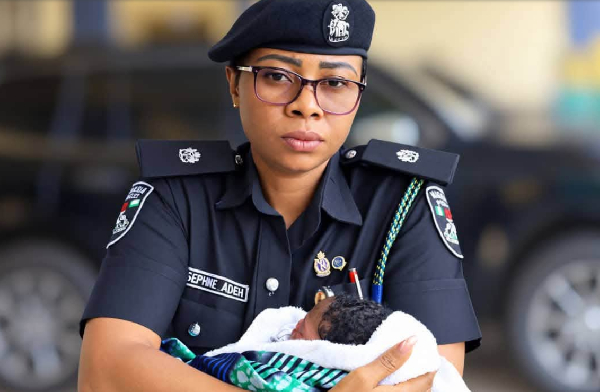 Police officer with the baby
