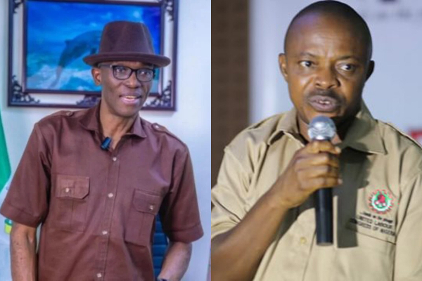 A photo collage of Julius Abure and Joe Ajaero
