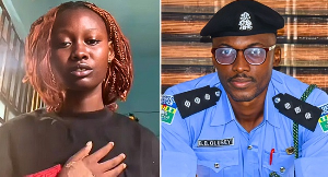 A photo collage of TikToker, Mirabel an PRO for the Ogun State Police command, Oluseyi Babaseyi