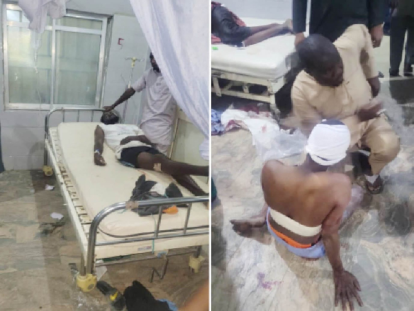 Victims of the bomb blast receiving treatment at the Umaru Shehu Hospital, Maiduguri, Borno State