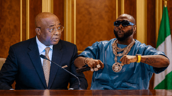 L-R: Governor of Imo State, Hope Uzodimma and Afrobeats star, Davido
