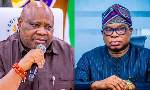 A photo collage of Governor Ademola Adeleke and Bola Oyebamiji