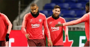 Kevin Prince Boateng training with Lionel Messi during his time at Barcelona