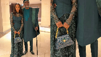 Reno Omokri and wife holding the alleged N5m handbag