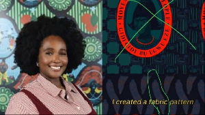 Uzo Njoku and a fabric she designed