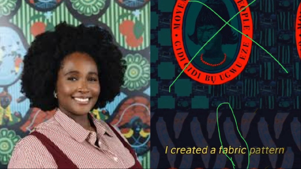 Uzo Njoku and a fabric she designed