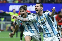 Lionel Messi in action against Egypt