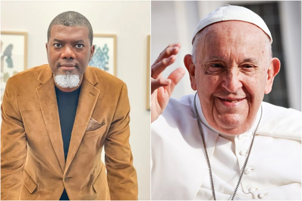 A collage of Reno Omokri and Pope Francis