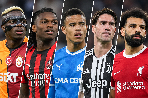 L-R: Victor Osimhen, Rafael Leao, Mason Greenwood, Dusan Vlahovic and Mohamed Salah