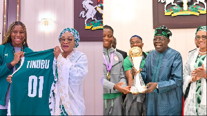 Tinubu, wife with some Super Falcons and D'Tigress players
