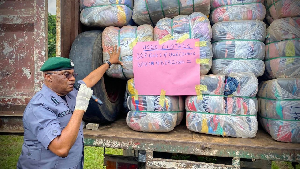 A Customs officer and the intercepted consignment