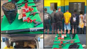 Photo of the suspects and retrived items