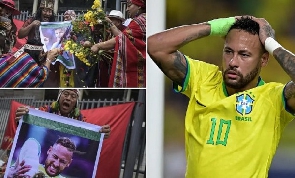 Peruvian shamans tie up an effigy of Neymar as they tried to