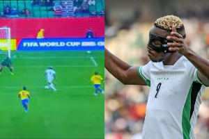 Victor Osimhen misses a glorious chance against Gabon