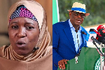A photo collage of Aisha Yesufu and FCT Minister, Nyesom Wike